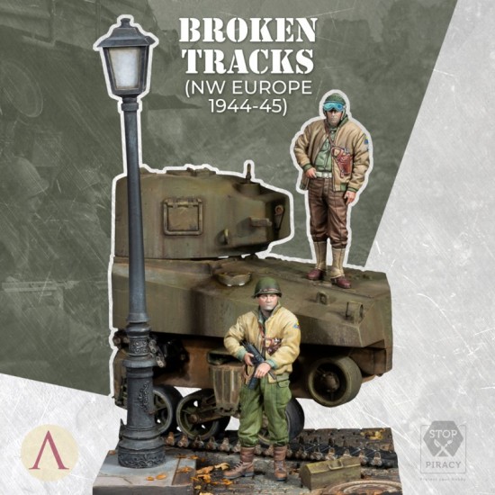 1/35 NW Broken Tracks 44-45: Sergeant Commander & "Grease" Gunner w/Sherman M4A3 Scenery