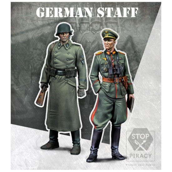 1/48 War Front Series - WWII German Staff: Soldier and Officer (2 resin figures)