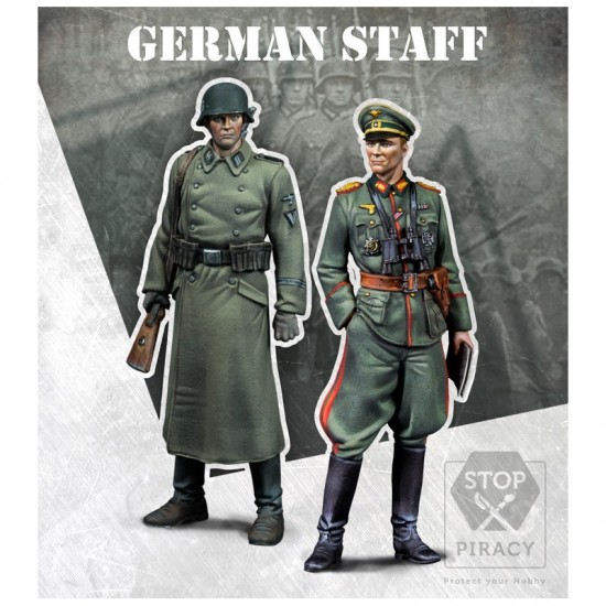1/72 War Front Series - WWII German Staff: Soldier and Officer (2 resin figures)