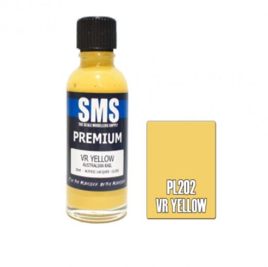 Acrylic Lacquer Paint - Premium VR Yellow (Australian Rail, 30ml)