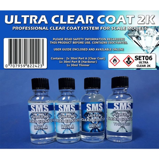Ultra Clear Coat 2K - High Solid Clear (30ml x2), Hardener (35ml) & Thinners (30ml)