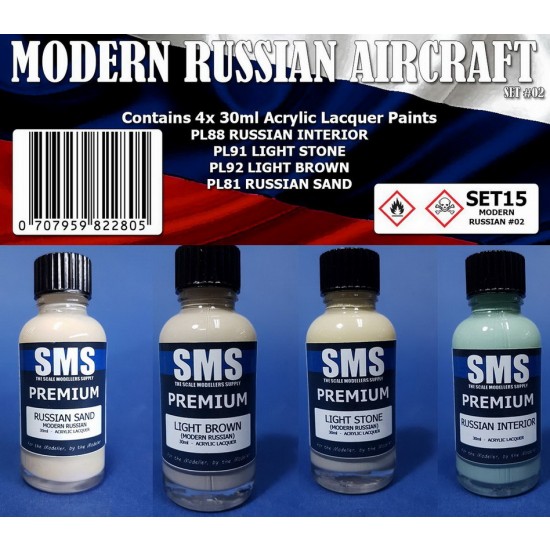 Acrylic Lacquer Paint Set - Modern Russian Aircraft #02 (4x 30ml)