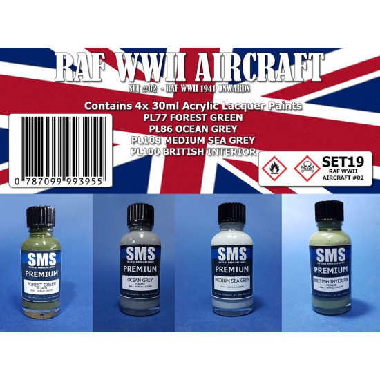 Acrylic Lacquer Paint Set - WWII RAF Aircraft #2 Since 1941 (4x 30ml)