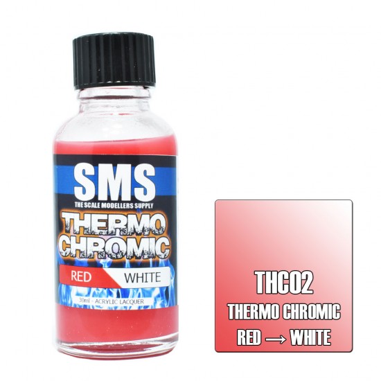 Acrylic Lacquer Paint - Thermo Chromic Red - White (30ml)