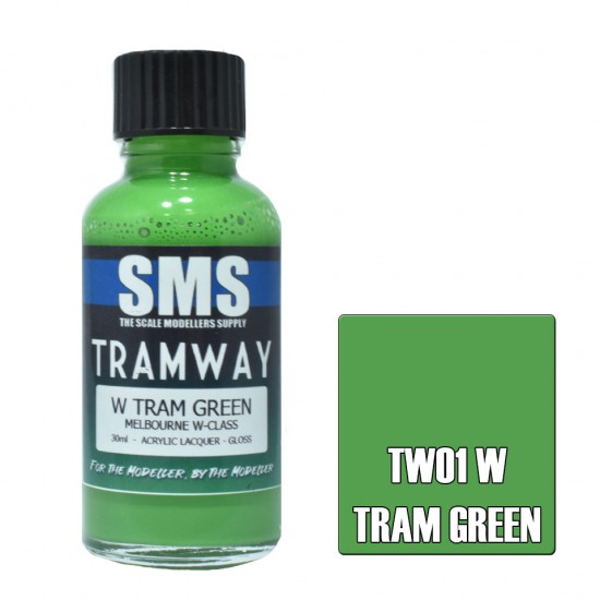Acrylic Lacquer Paint - W Tram Green Melbourne W-Class (30ml)