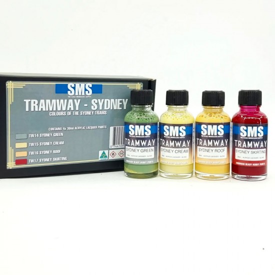 Acrylic Lacquer Paints Set - Sydney Tram Colour (4x 30ml)