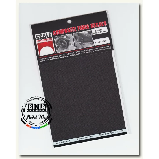 1/20 Hi-Definition Carbon Fiber Decals - Plain Weave Black on Pewter
