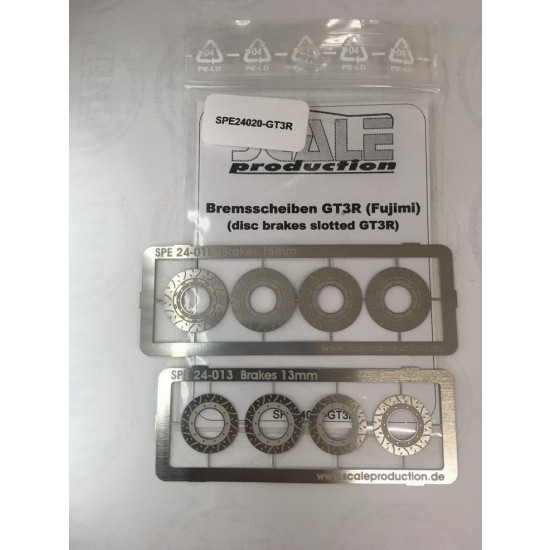 1/24 Porsche GT3R Disc Brakes set for Fujimi kit (2pcs, Slotted 15mm + 13mm)