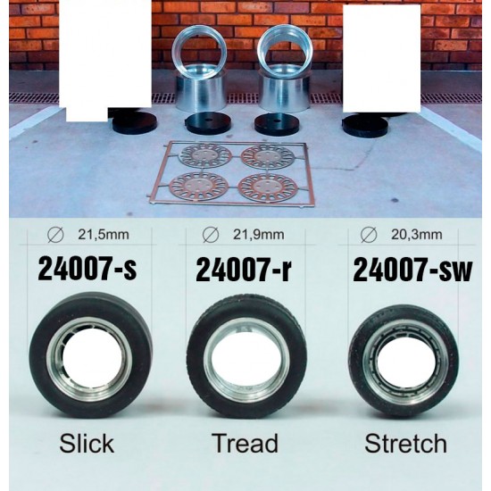1/24 13" HTN Wheels with Regular Profile Tyres