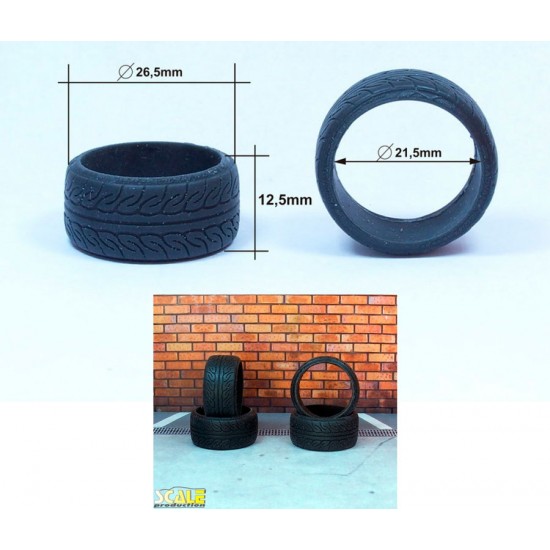 1/24 19/20" Yokohama Advan Neova Tyres (OD: 26.5mm, ID: 21.5mm, width: 12.5mm)