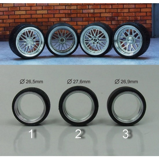 1/24 19" BBS Le Mans Wheels #1 w/Low Profile Tread Tyres
