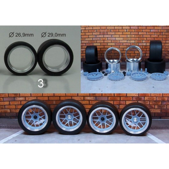 1/24 18'' BBS P997GT3R/RSR + BMW Z4 GT3 2012 Wheels with Slick Tyres