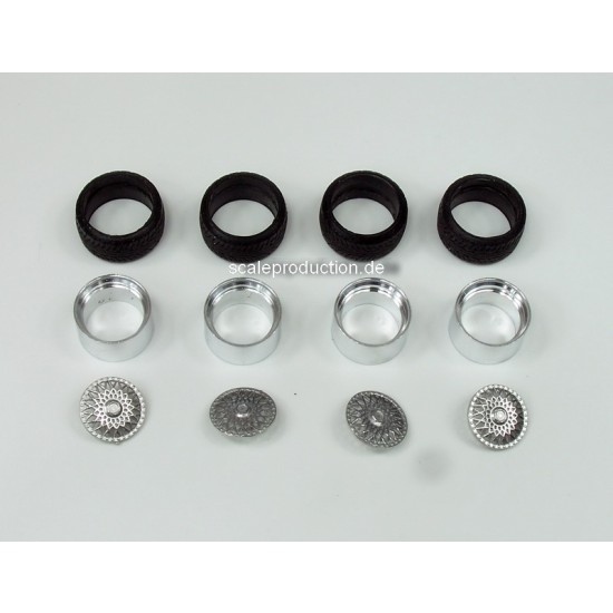 1/24 BBS RS 16" Wheels and Tyres Set (4 Wheels + 4 Tyres)