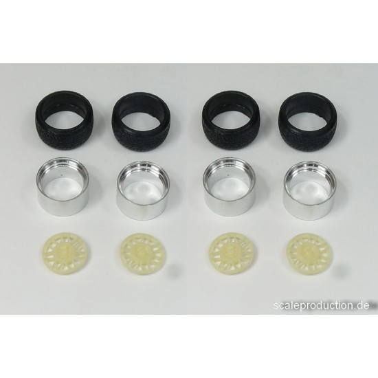 1/24 Volkswagen Slowflake 16" Wheel Rings, Inserts & Tyres Set
