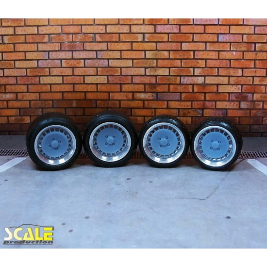 1/24 16" Ronal Turbo Wheels w/Low Profile Tread Tyres