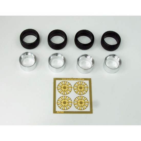 1/24 Alpina 16" Wheel Rings, Inserts & Tyres Set