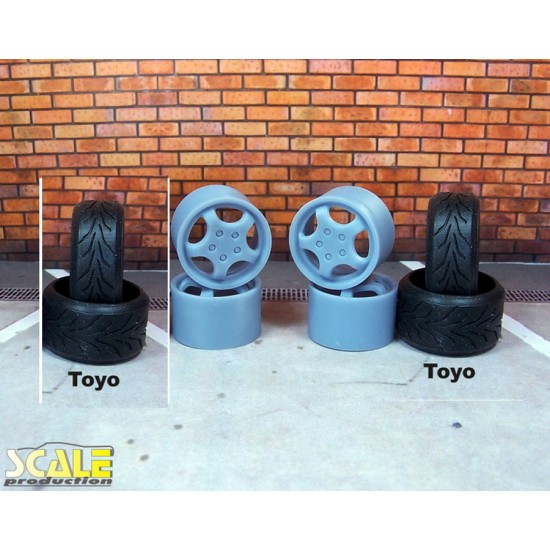 1/24 17" Cup Wheels w/Toyo SretchWall Tyres
