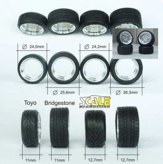 1/24 17" Rotiform Cup Wheels with Toyo Stretch Wall Tyres