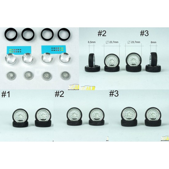 1/24 1/25 17'' BBS RM Wheels #1: 2x Narrow (6.5mm), 2x Wide (8mm)