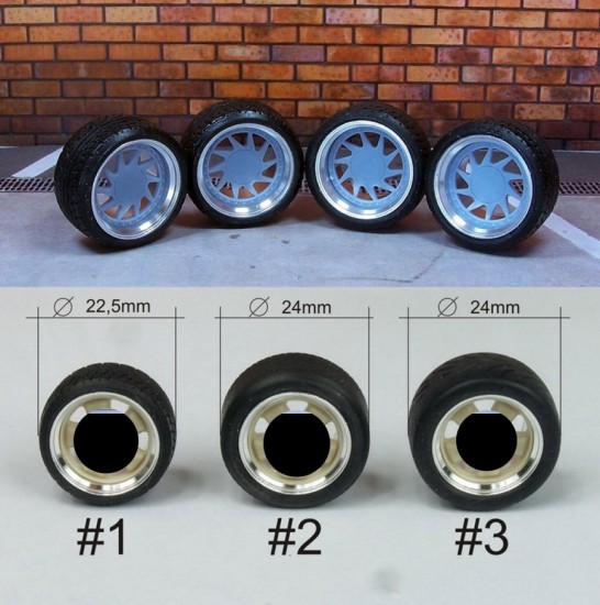 1/24 1/25 16" OZ Turbo Wheels with #1 Tyres