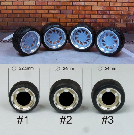 1/24 1/25 16" OZ Turbo Wheels with #3 Tyres