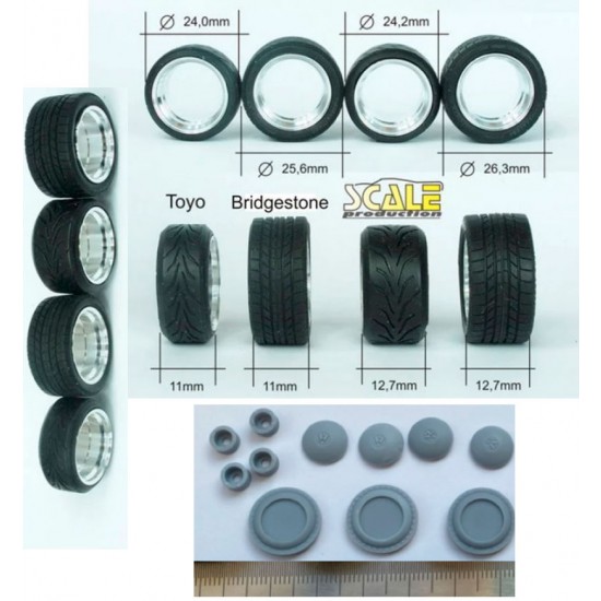 1/24 1/25 17" Smoothies (VW Beetle) Wheels #1 w/Bridgestone Tyres