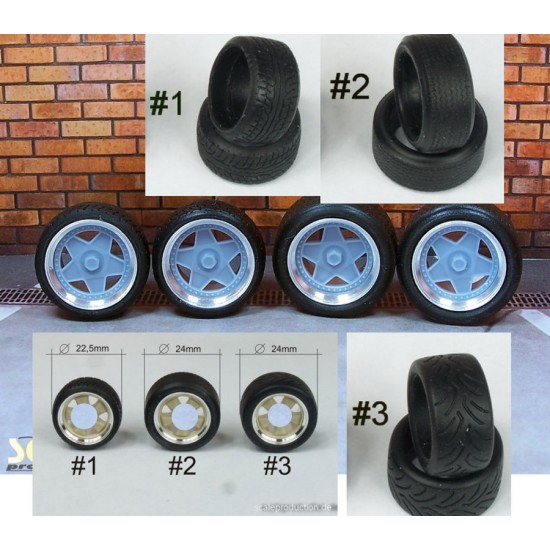 1/24 1/25 16" Autostrada Modena Wheels #2 w/Regular Profile Tread Tyres