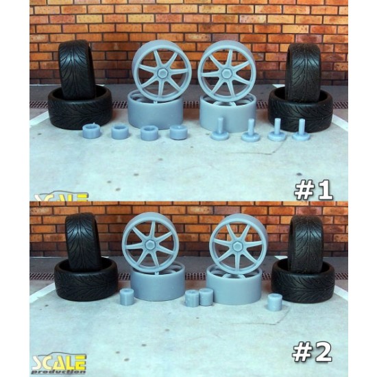 1/24 1/25 18" Axis Se7en Wheels w/Nankang Tyres #2 for Revell/Mitsubishi/Eclipse kits