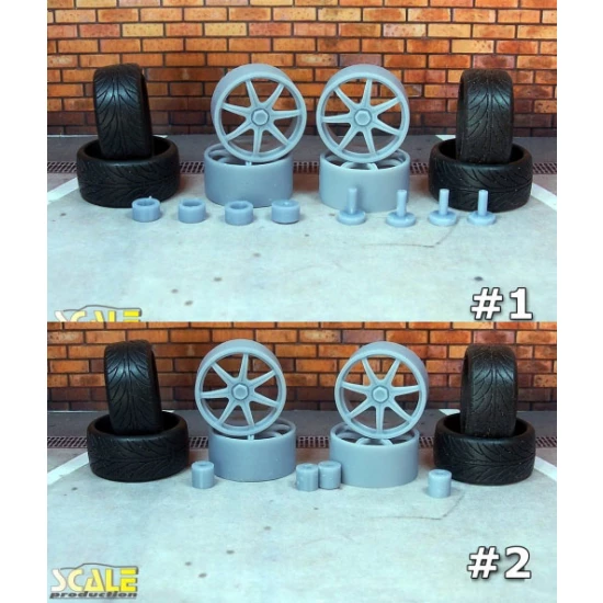 1/24 1/25 18" Axis Se7en Wheels w/Nankang Tyres #1 for Tamiya/Fujimi/Aoshima kits