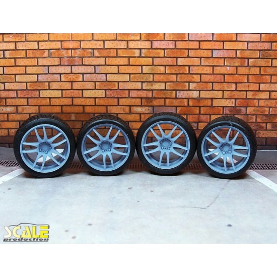 1/24 1/25 19" Work Emotion CR 2P Wheels #3 with Slick Tyres