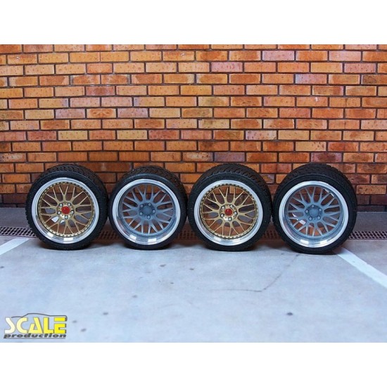 1/24 19 Work Meister VS XX Wheels w/Bridgestone Potenza Narrow Tyres