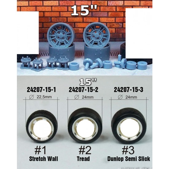 1/24 15" Cromodora CD66 #1 Wheels with Stretch Wall Tyres