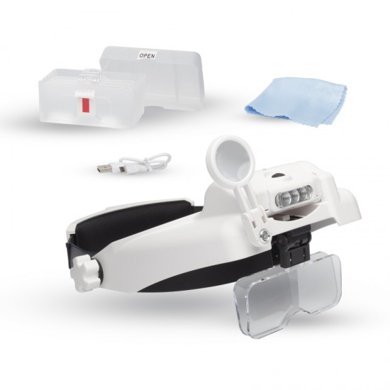 Professional LED  Headband Magnifier With Bi-Plate Magnification and Loupe  