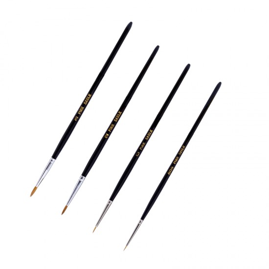Fine Quality Pure Sable Brush Set (Size 000, 0, 2, 3)