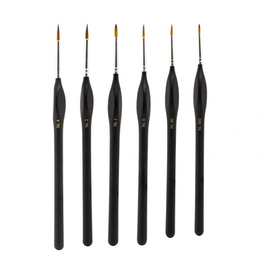 Fine Quality Synthetic Brush Set x6 (000, 00, 0, 1, 2, 4)