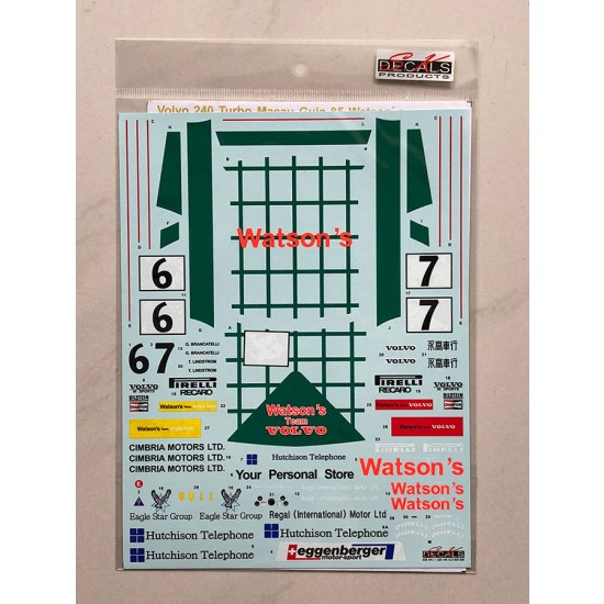 1/24 Volvo 240 Turbo Macau Guia 85 Watson's Decal