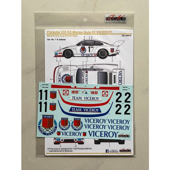 1/24 Kremer 935 K2 Macau Guia 82 VICEROY Decal