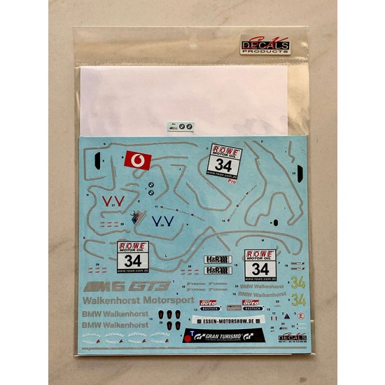 1/24 BMW M6 GT3 VLN 18 Team Walkenhorst #34 Decal