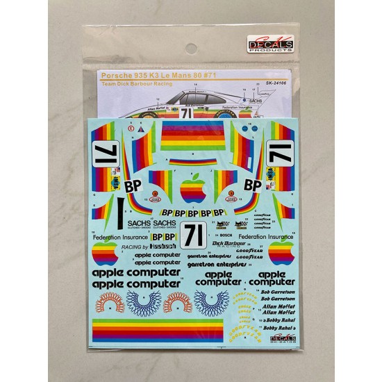 1/24 Porsche 935 K3 Le Mans 80 Team Dick Barbour Racing Decal