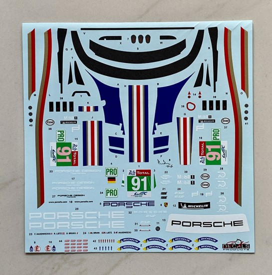 1/24 Porsche 911 RSR FIA WEC 24 H of Le mans 2018 Porsche GT Team #91 Decal