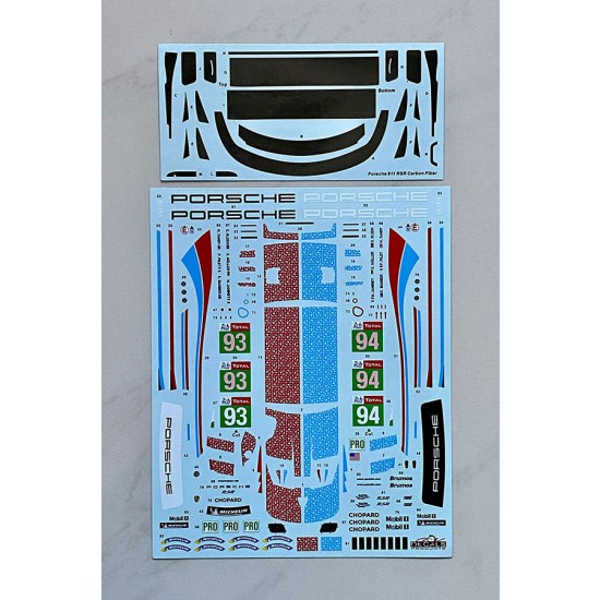 1/24 Porsche 911 RSR FIA WEC 24 H of Le mans 2019 GT Team #93 & #94 Decal
