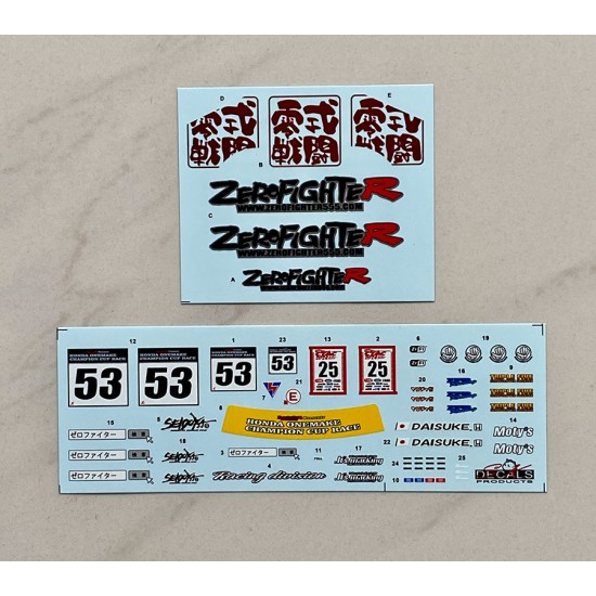 1/24 Honda Civic EF9 Central Time Attack Challenge 2024 Zero Fighter Decal