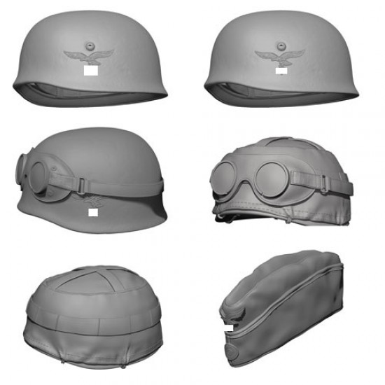 1/16 WWII German Paratrooper Helmets and Side Cap