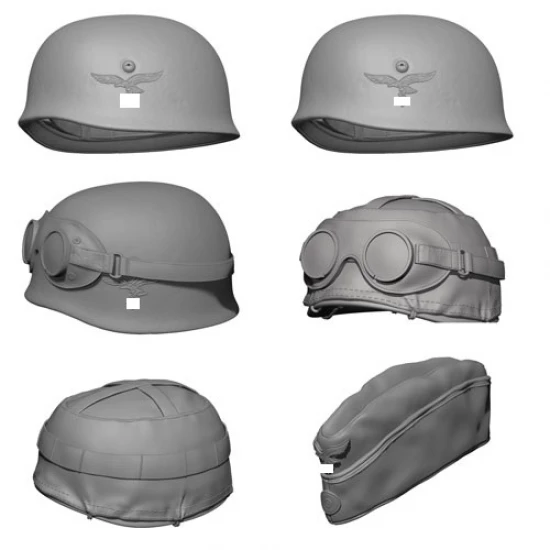 1/16 WWII German Paratrooper Helmets and Side Cap