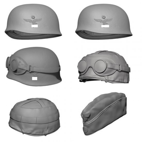 1/35 WWII German Paratrooper Helmets and Side Cap