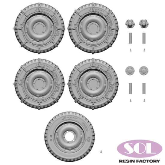 1/16 WWII 1/4 ton Utility Truck Combat Wheels, Tyres with Chain for Takom kits