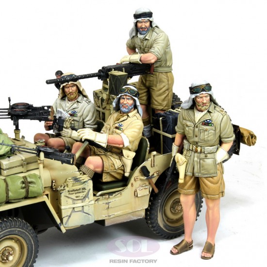 Sol Models 1/16 WWII British SAS 1/4 Ton Patrol Car Crews (4 figures) SOL Resin ...