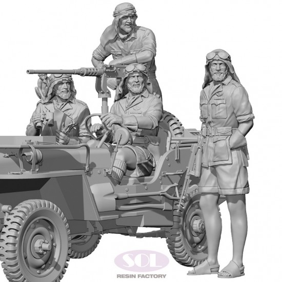 1/35 WWII British SAS 1/4 Ton Patrol Car Crews (4 figures)