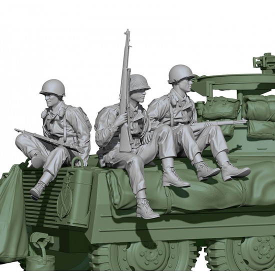 Sol Models 1/16 WWII US Army Rifleman Set (3 figures) SOL Resin Factory MM723