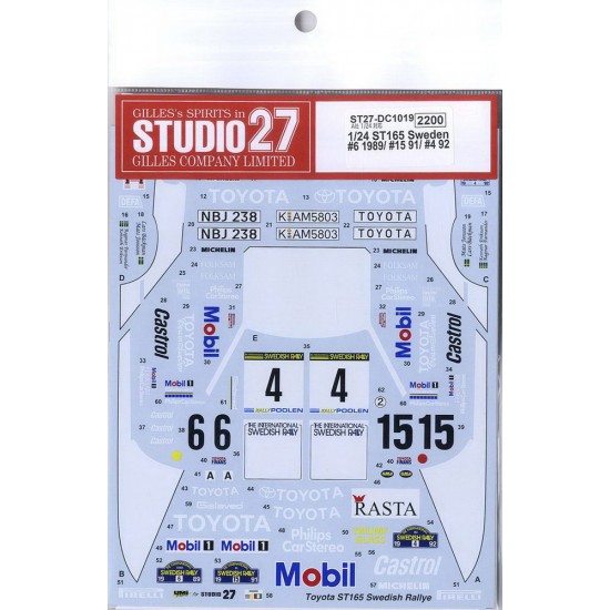 1/24 Toyota Celica GT-FOUR (ST165) Sweden 1989/1991/1992 Decals for Aoshima kit
